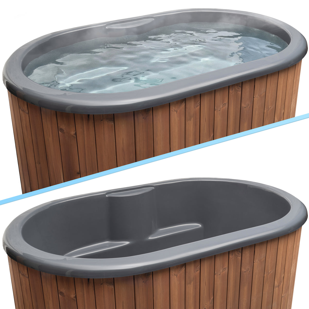 SaunaLife S2NC 2-Person Immersion Tub & Combination Water Chiller/Heater, Natural