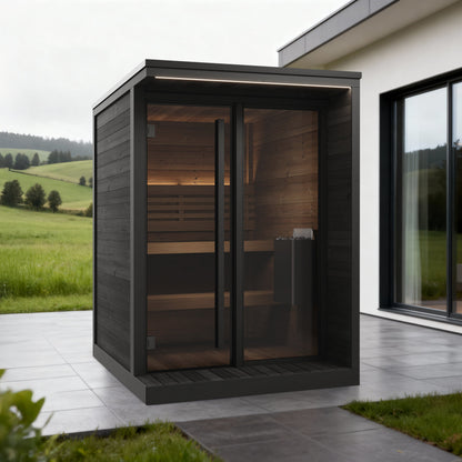 SaunaLife GL4B Outdoor Sauna Kit for Up to 4 People with Black Exterior Paint