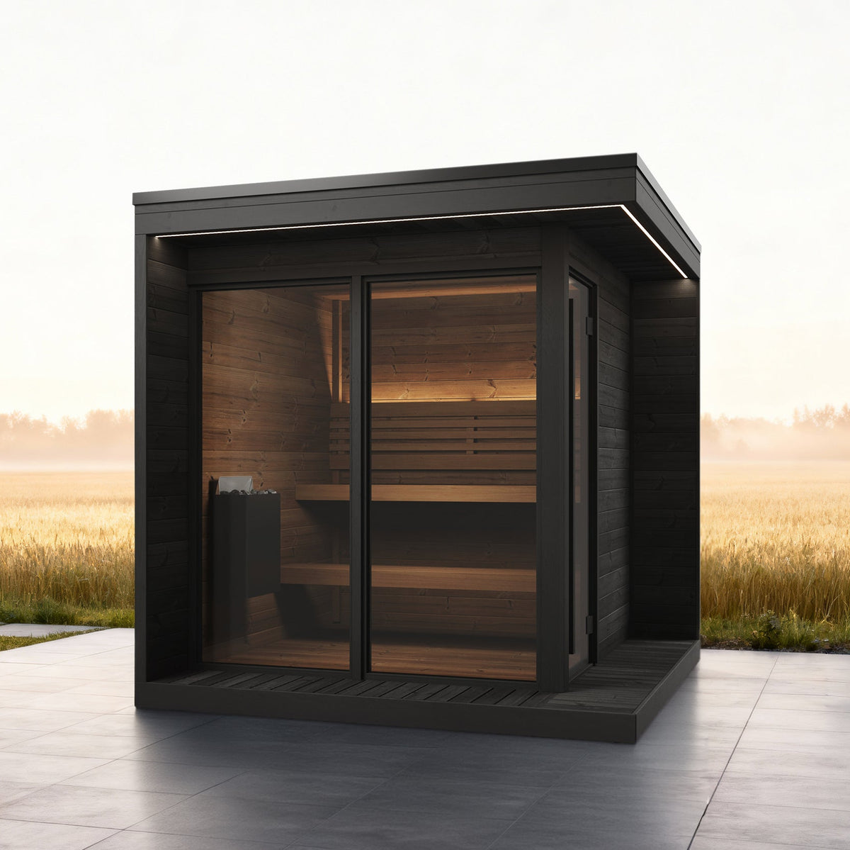 SaunaLife GL6B Outdoor Sauna Kit in Black for Up to 6 People