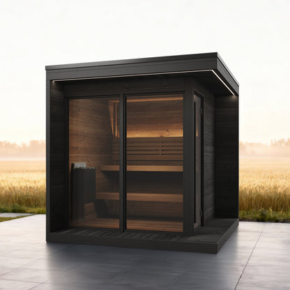 SaunaLife GL6B Outdoor Sauna Kit in Black for Up to 6 People