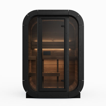SaunaLife CL3GB Outdoor Cube Sauna Kit for Up to 2 People with Black Exterior Paint