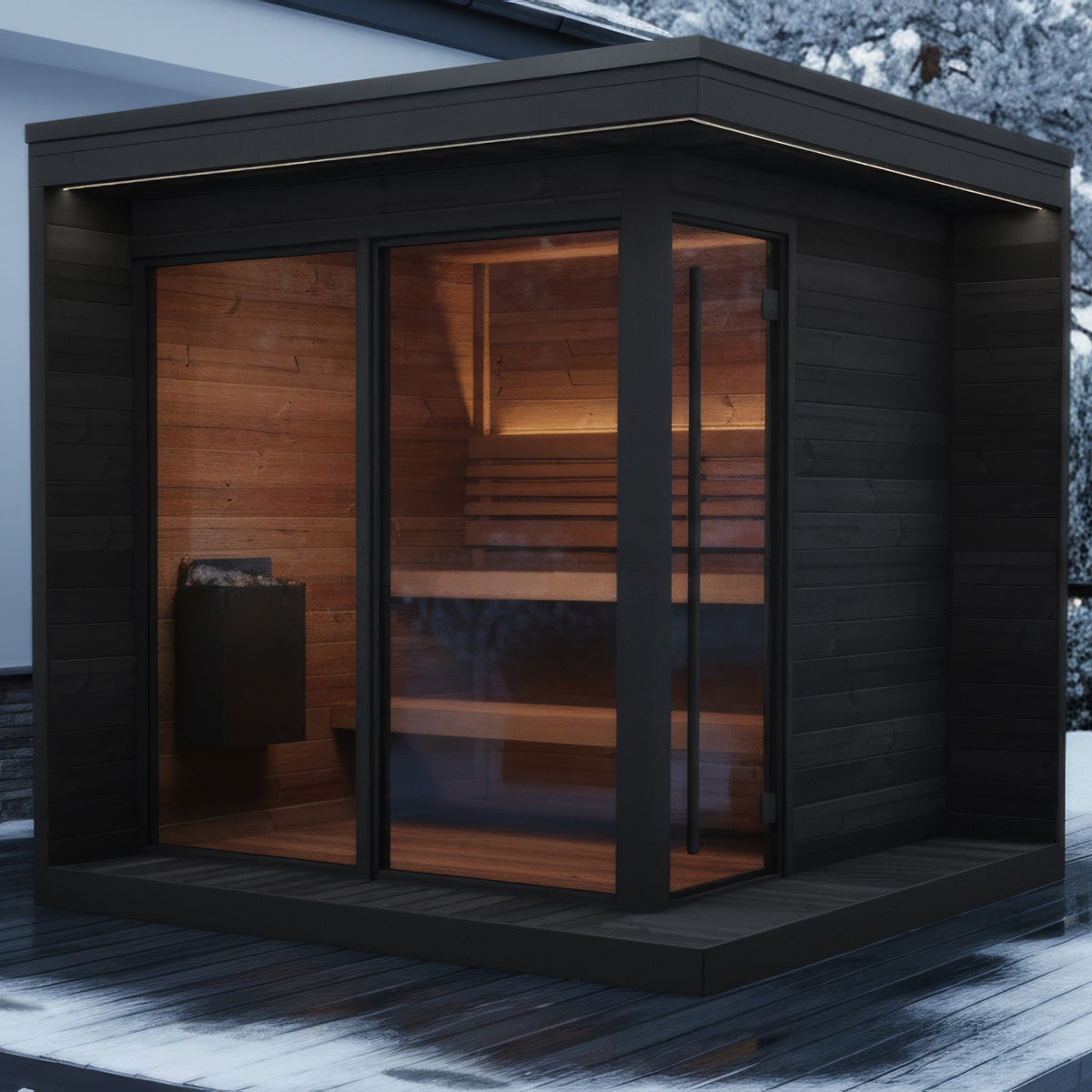 SaunaLife GL6B Outdoor Sauna Kit in Black for Up to 6 People