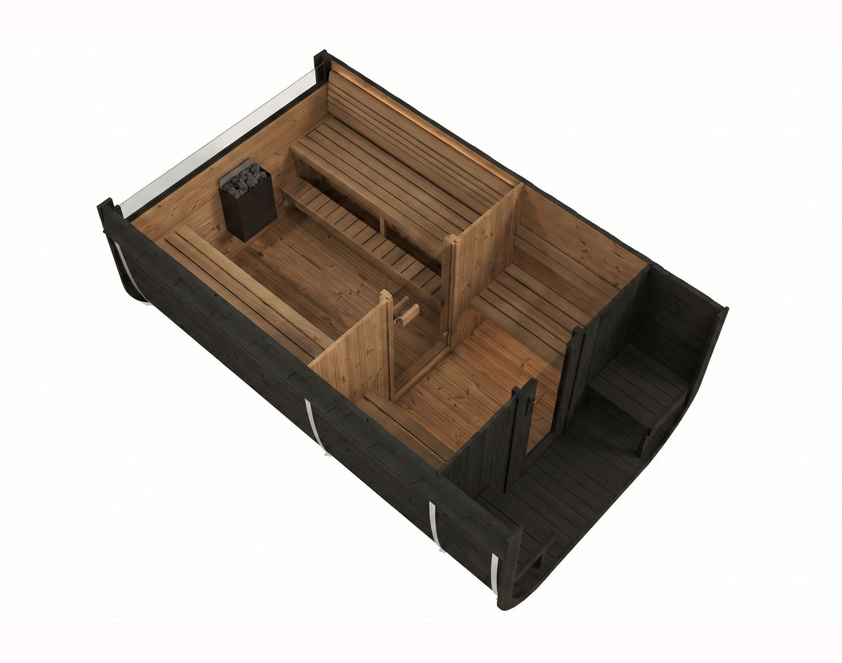 SaunaLife CL12GCPB Outdoor Sauna Suite Kit for Up to 8 People with Black Exterior Paint