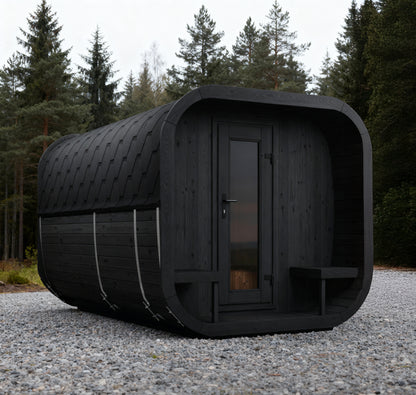 SaunaLife CL12GCPB Outdoor Sauna Suite Kit for Up to 8 People with Black Exterior Paint