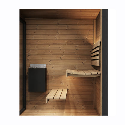 SaunaLife GL4B Outdoor Sauna Kit for Up to 4 People with Black Exterior Paint