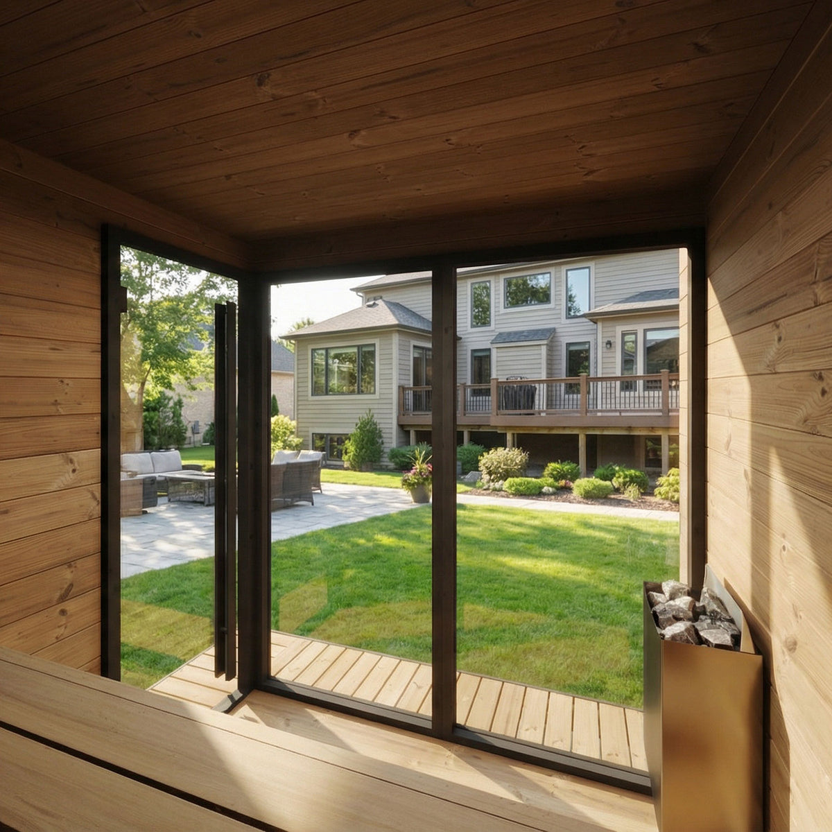 SaunaLife GL6B Outdoor Sauna Kit in Black for Up to 6 People