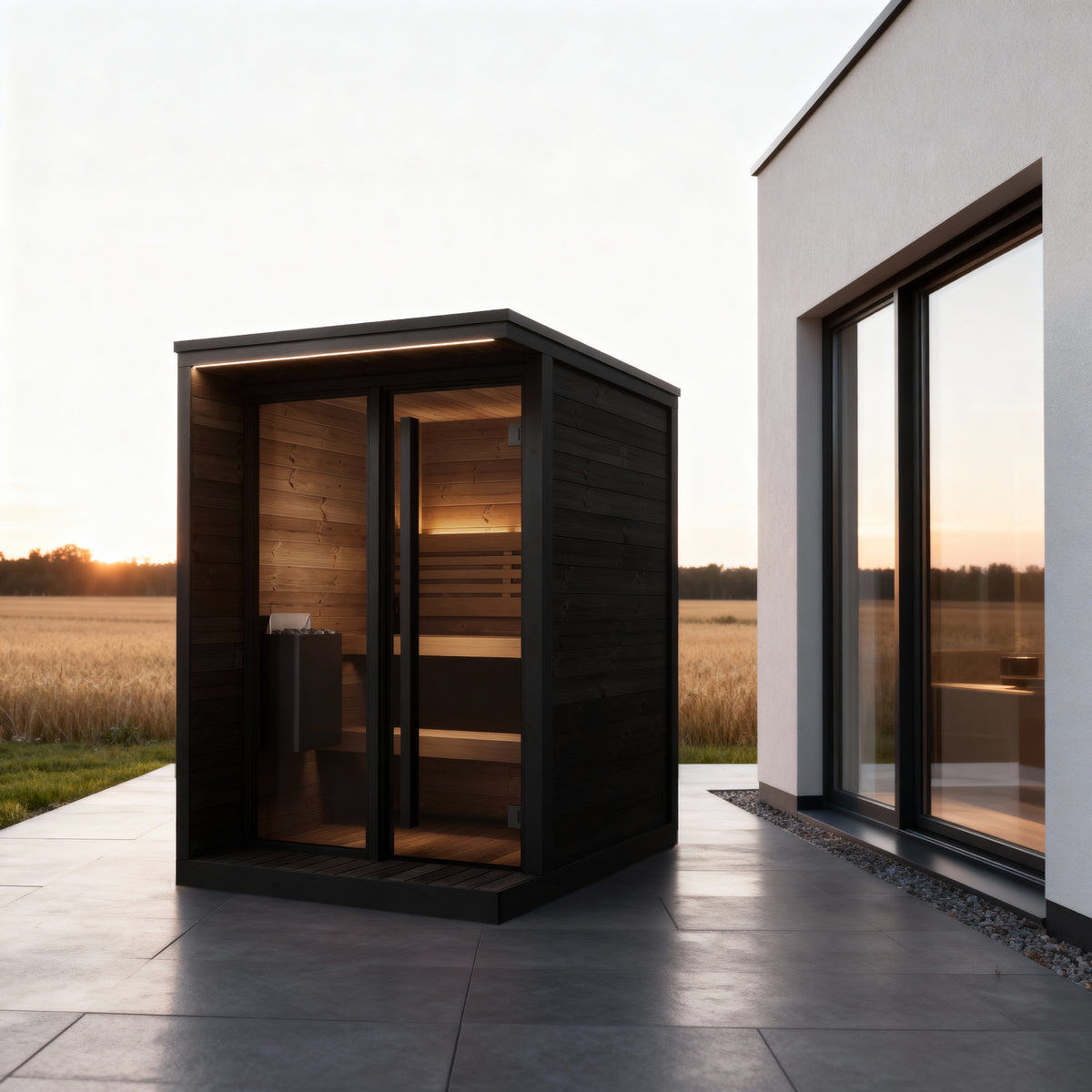SaunaLife GL4B Outdoor Sauna Kit for Up to 4 People with Black Exterior Paint