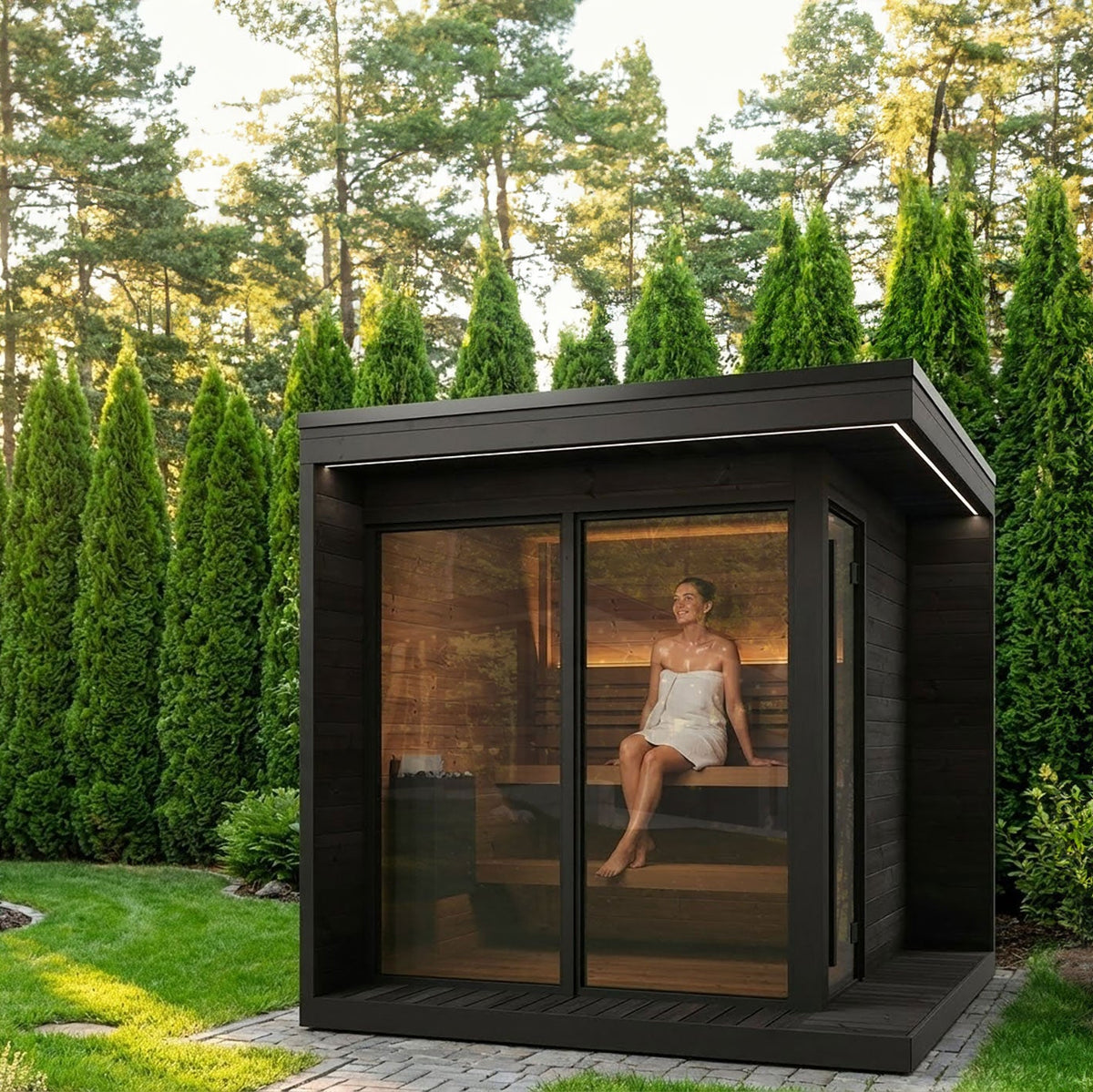 SaunaLife GL6B Outdoor Sauna Kit in Black for Up to 6 People