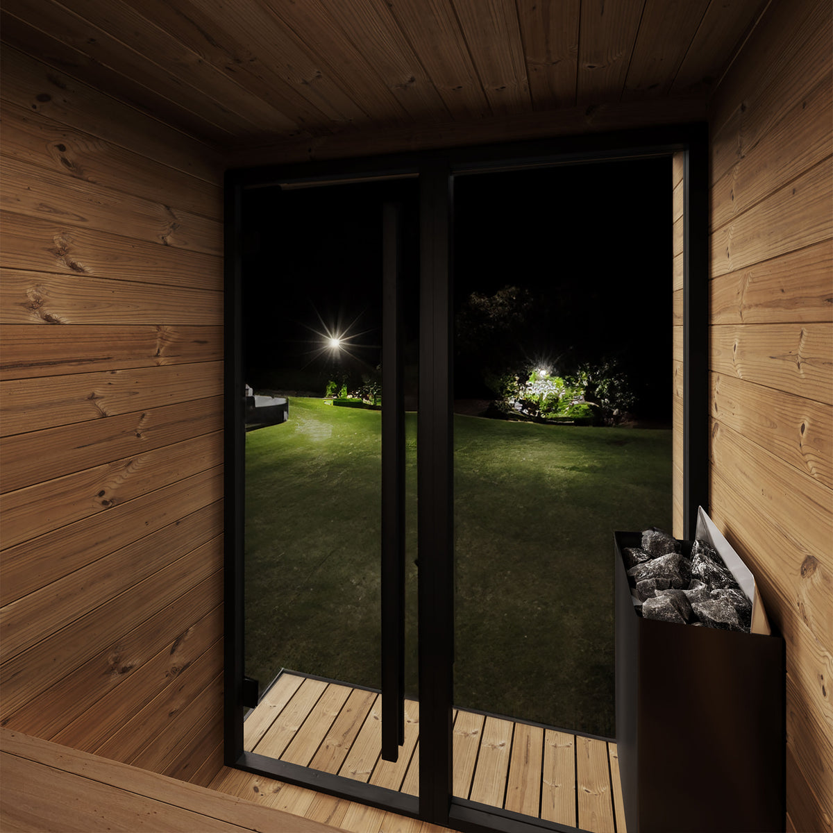 SaunaLife GL4B Outdoor Sauna Kit for Up to 4 People with Black Exterior Paint