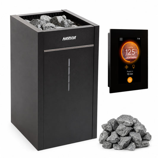 Harvia Virta Combi HL90SA 9kW Sauna Heater Package with Fenix FX30C WiFi Control & Stones