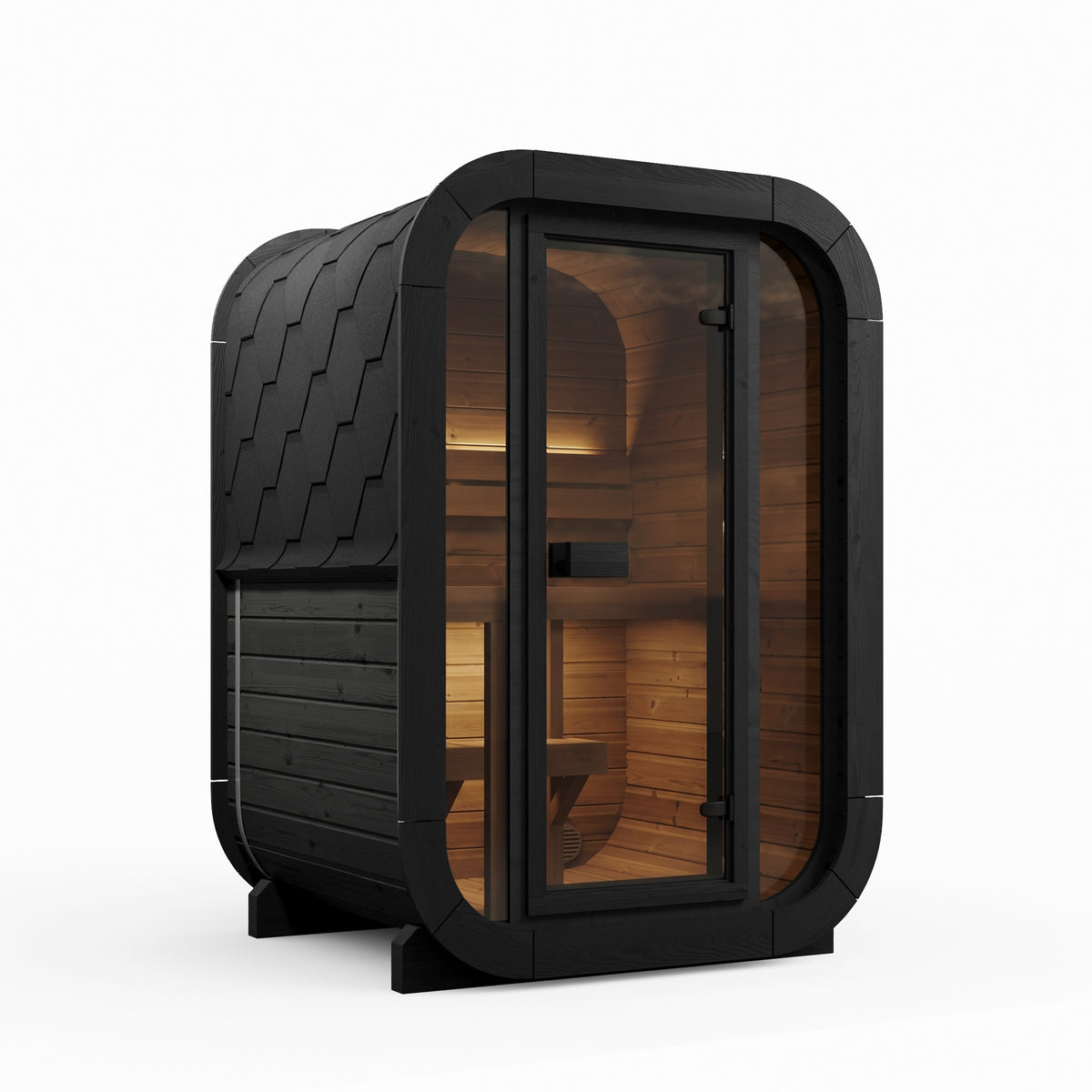 SaunaLife CL3GB Outdoor Cube Sauna Kit for Up to 2 People with Black Exterior Paint