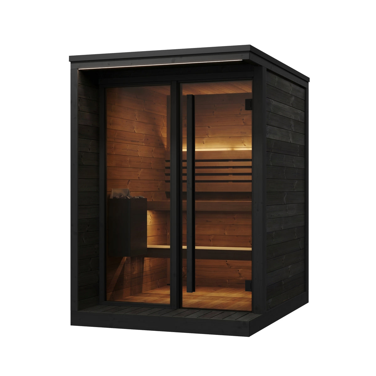 SaunaLife GL4B Outdoor Sauna Kit for Up to 4 People with Black Exterior Paint