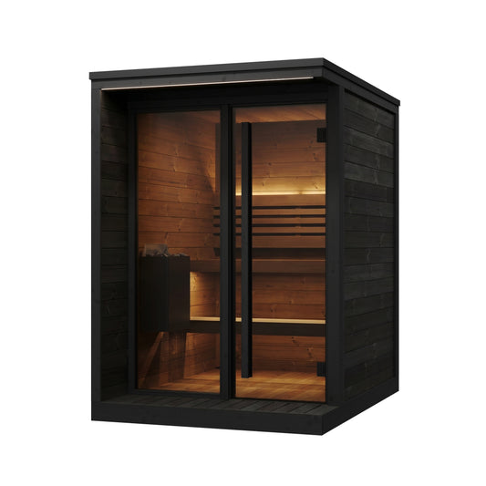 SaunaLife GL4B Outdoor Sauna Kit for Up to 4 People with Black Exterior Paint