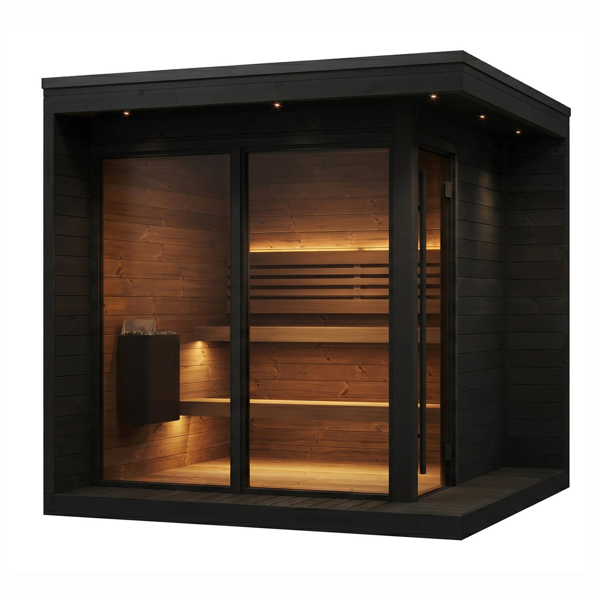 SaunaLife GL6B Outdoor Sauna Kit in Black for Up to 6 People
