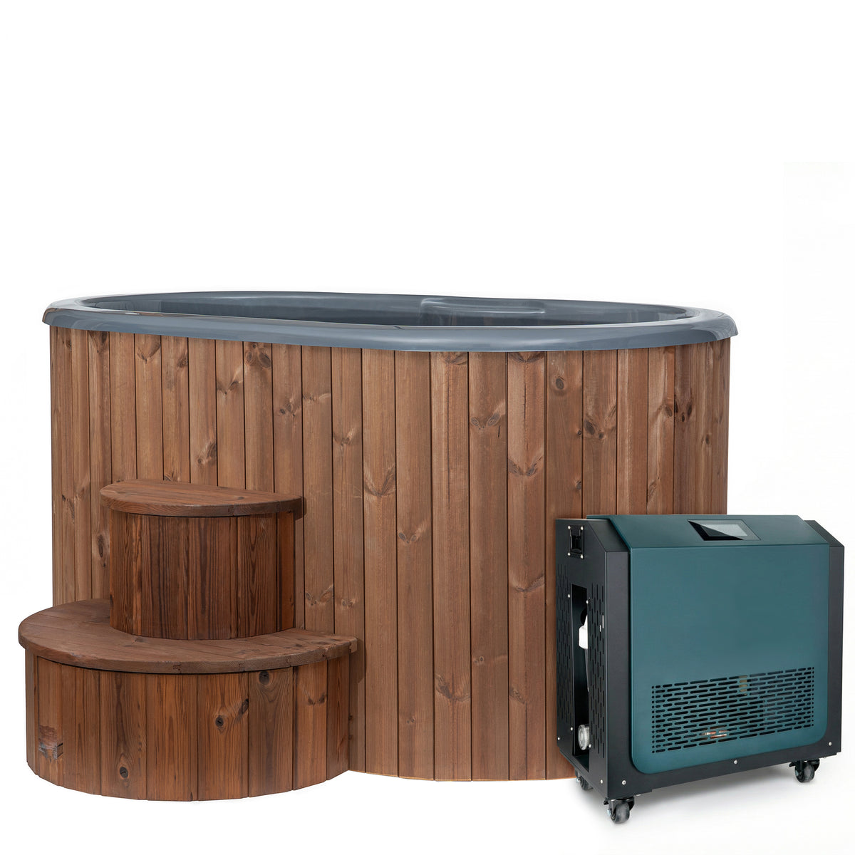 SaunaLife S2NC 2-Person Immersion Tub & Combination Water Chiller/Heater, Natural
