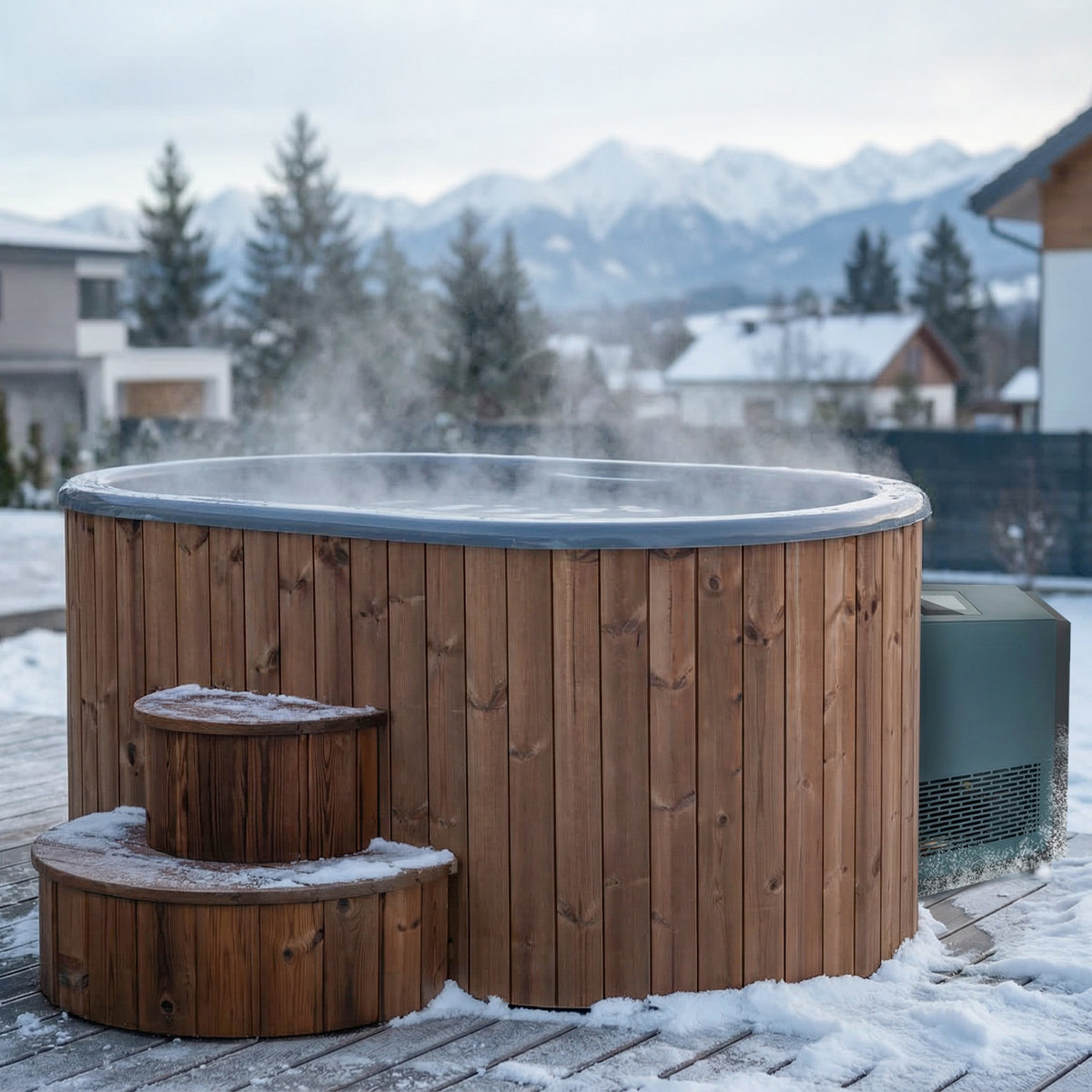 SaunaLife S2NC 2-Person Immersion Tub & Combination Water Chiller/Heater, Natural