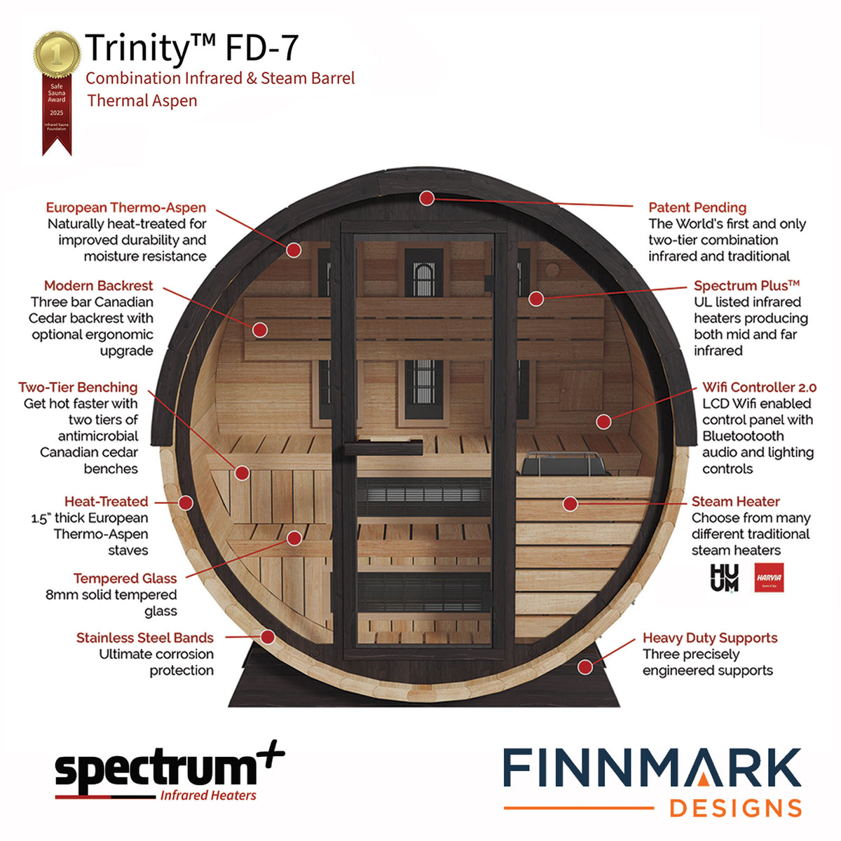 Finnmark Combination Barrel Sauna FD-7, Up to 4 People